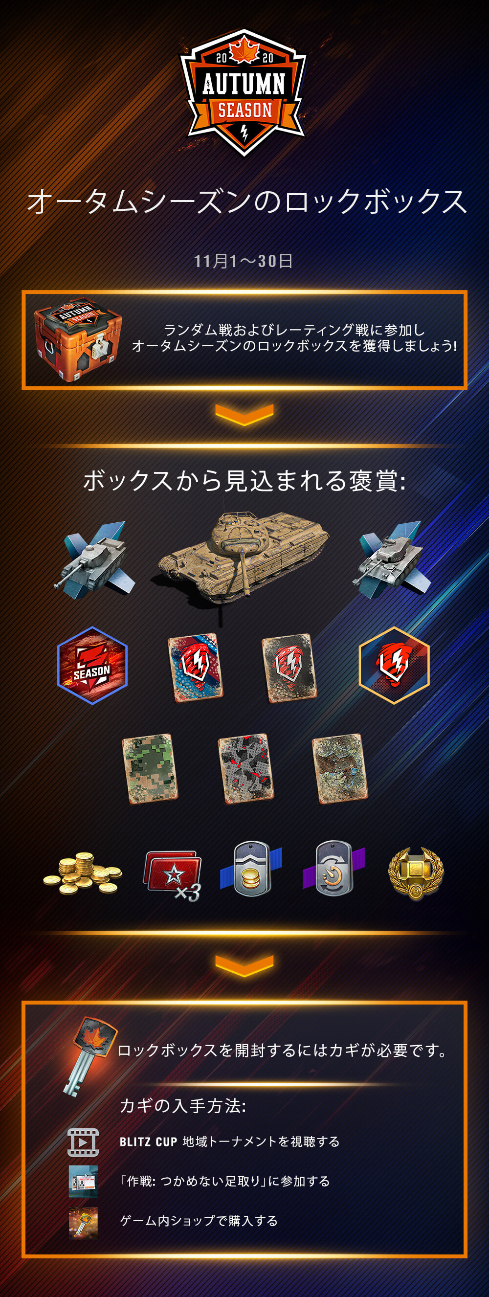 オータムシーズンのロックボックス | World of Tanks Blitz オータムシーズンのロックボックス | World of Tanks Blitz